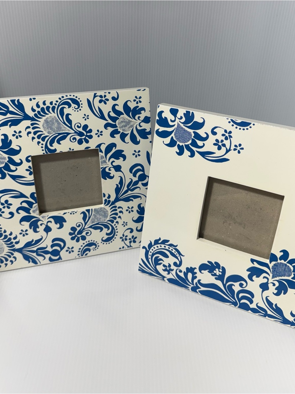 Blue Floral Ceramic Photo Frames - White & Blue Accent